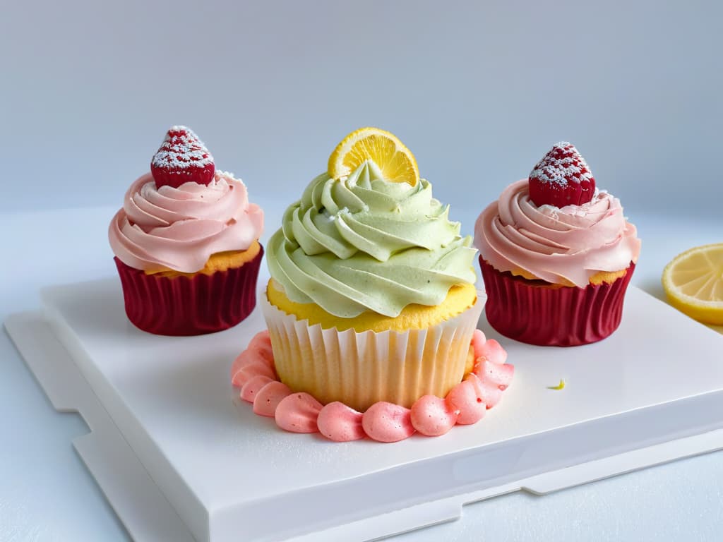  An 8k ultradetailed image of a single pink lemonade cupcake with a delicate swirl of pastel pink frosting on top, adorned with a sprinkle of lemon zest and a fresh raspberry on a clean, white marble surface. hyperrealistic, full body, detailed clothing, highly detailed, cinematic lighting, stunningly beautiful, intricate, sharp focus, f/1. 8, 85mm, (centered image composition), (professionally color graded), ((bright soft diffused light)), volumetric fog, trending on instagram, trending on tumblr, HDR 4K, 8K