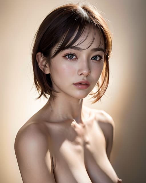  NUDE REALISTIC, (Masterpiece, BestQuality:1.3), (ultra detailed:1.2), (hyperrealistic:1.3), (RAW photo:1.2),High detail RAW color photo, professional photograph, (Photorealistic:1.4), (realistic:1.4), ,professional lighting, (japanese), beautiful face, (realistic face)