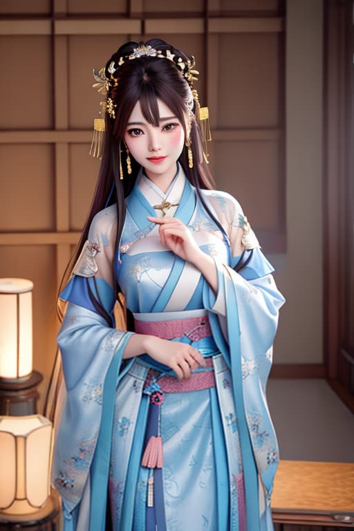  best quality, masterpiece, highres, 1girl,blush,(seductive smile:0.8),star shaped pupils,china hanfu,hair ornament,necklace, jewelry,Beautiful face,upon body, tyndall effect,photorealistic, dark studio, rim lighting, two tone lighting,(high detailed skin:1.2), 8k uhd, dslr, soft lighting, high quality, volumetric lighting, candid, Photograph, high resolution, 4k, 8k, Bokeh hyperrealistic, full body, detailed clothing, highly detailed, cinematic lighting, stunningly beautiful, intricate, sharp focus, f/1. 8, 85mm, (centered image composition), (professionally color graded), ((bright soft diffused light)), volumetric fog, trending on instagram, trending on tumblr, HDR 4K, 8K