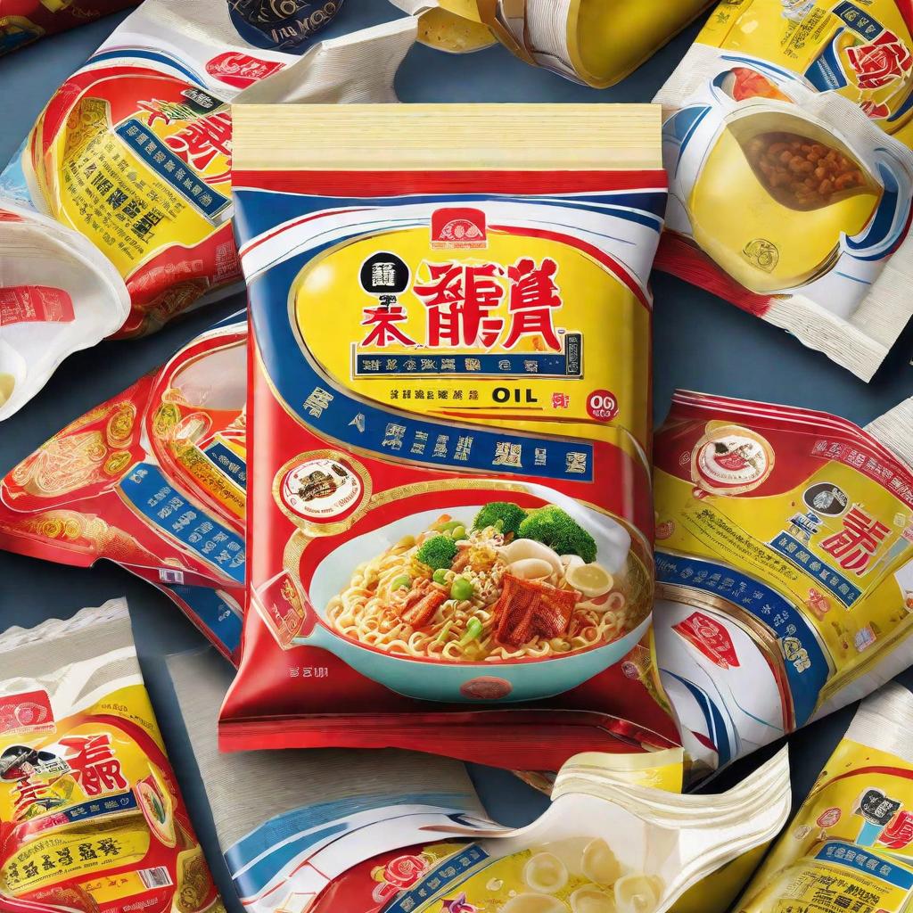  masterpiece, best quality,Designed a Master Kong instant noodle oil bag to ensure easy to open, but also optimized the shape of the tear and sealing process, to ensure that the opening is neat, not easy to spill