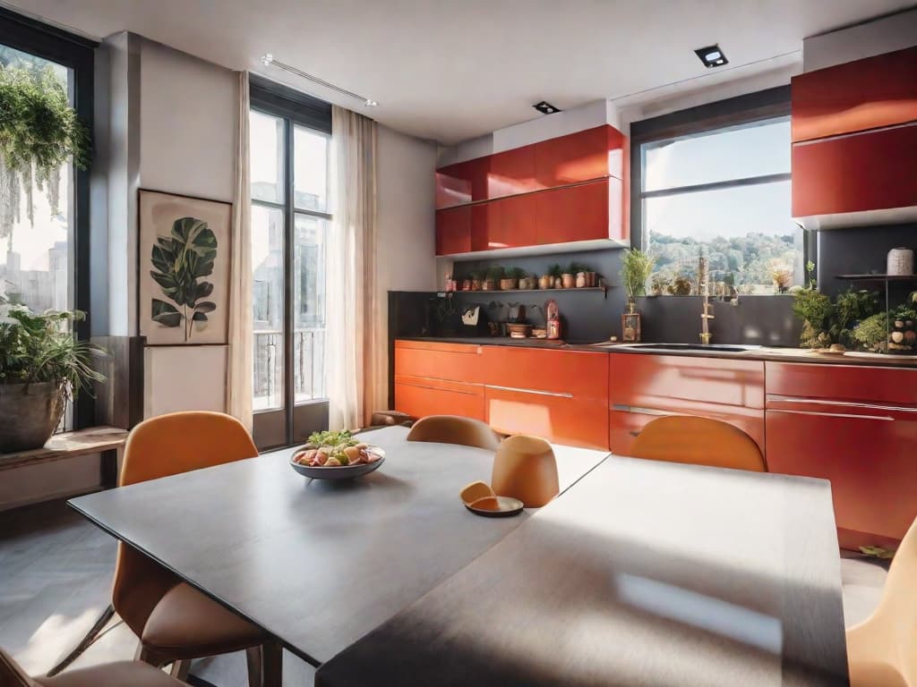  A cozy kitchen scene where a smiling mother walks in, surprised by a table set for breakfast. An Alexa device glows softly in the background, with a reminder notification for "Mom's Special Day" visible on the screen.digital art, ilustration hyperrealistic, full body, detailed clothing, highly detailed, cinematic lighting, stunningly beautiful, intricate, sharp focus, f/1. 8, 85mm, (centered image composition), (professionally color graded), ((bright soft diffused light)), volumetric fog, trending on instagram, trending on tumblr, HDR 4K, 8K