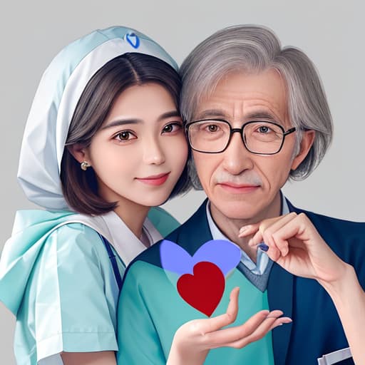  In the picture, a patient holds a heart written with trust and hands it to the doctor. The doctor holds a healthy fruit in both hands and hands to the patient. The heads of the two people read "Give me a trust and return your health."