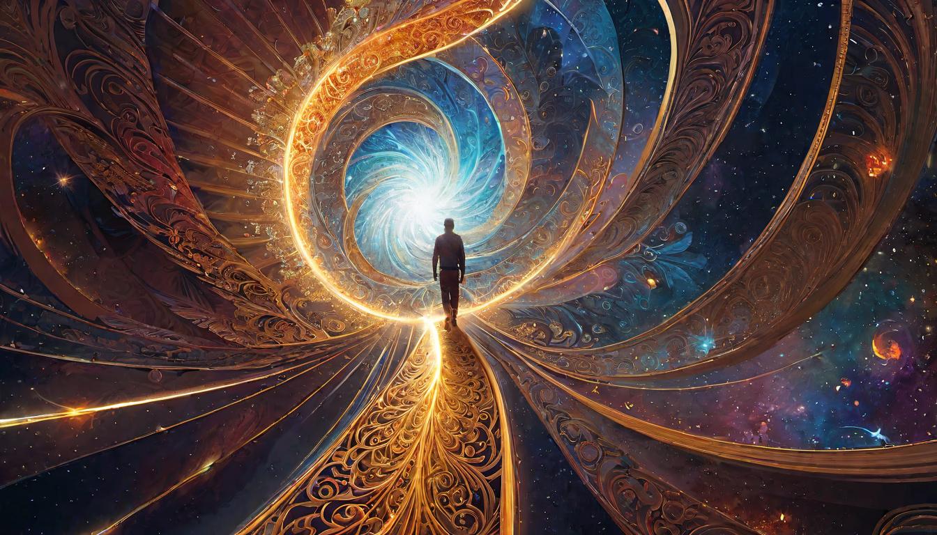  digital illustration, Human form radiating light, encapsulated in ascending spiral, collective energy upliftment, planetary ascension, energetic elevation, looking at viewer, dynamic pose, (intricate details, masterpiece, best quality)