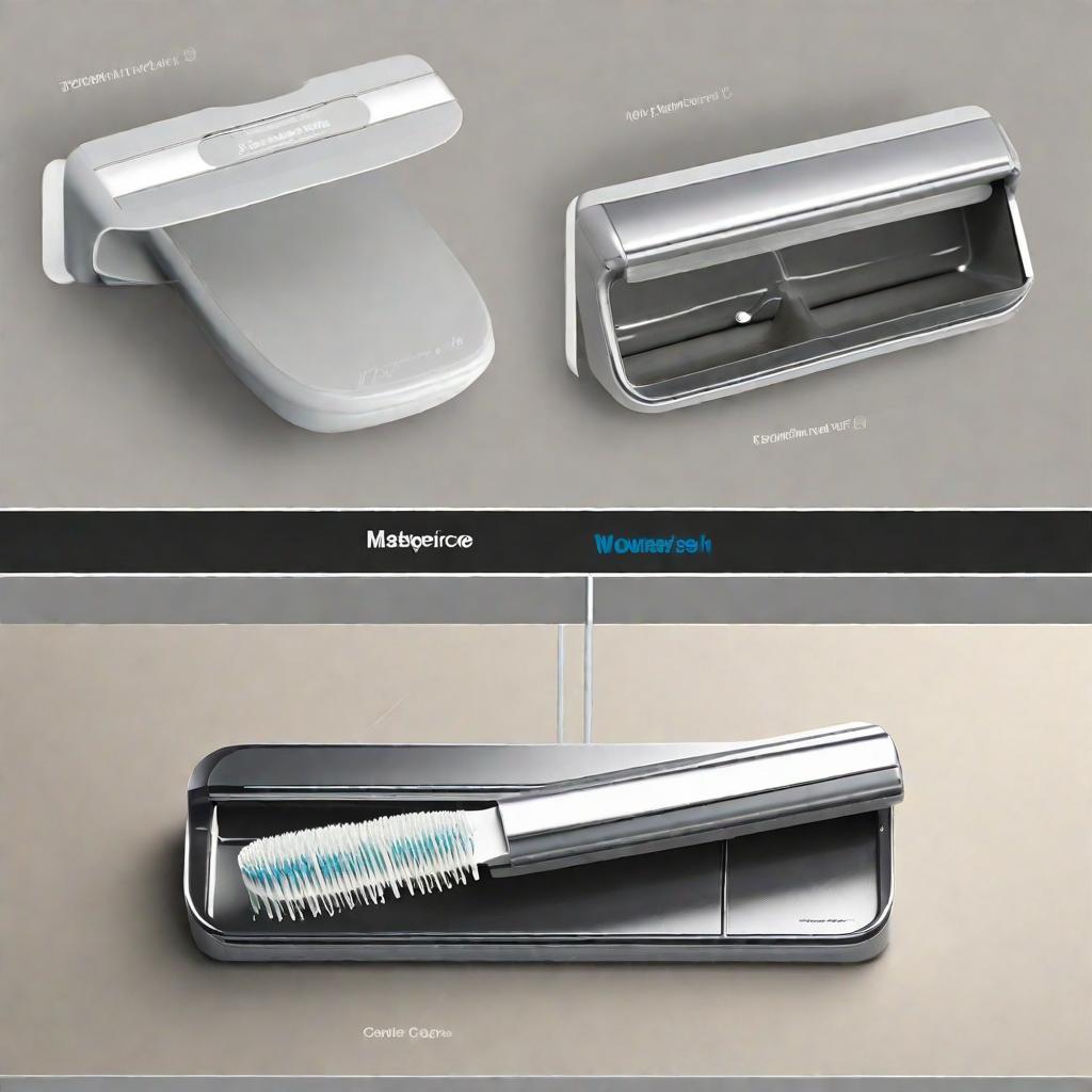  masterpiece, best quality,As shown in Figure 3, the toothbrush handle is internally provided with a telescopic mechanism, one end of which is connected to the toothbrush head and the other end is connected to the button. When the button is pressed, the telescopic mechanism operates to make the toothbrush head extend or retract from the interior of the toothbrush handle. The telescopic mechanism can be made of spring or other suitable materials. in that concrete implementation proces, a user can press a button accord to needs, so that the toothbrush head extends out or contracts from the inside of the toothbrush handle to realize fold and unfolding of the toothbrush. in the folded state, the user can put the toothbrush into a pocket or bag