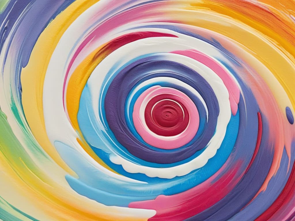  An ultradetailed image of a vibrant, abstract painting featuring swirling pastel colors that evoke the sensation of tasting a sweet dessert. The colors blend seamlessly, creating a mesmerizing effect that symbolizes the fusion of senses experienced in synesthesia. The painting is simple yet intricate, with delicate brush strokes and subtle textures that invite the viewer to immerse themselves in the sensory experience. hyperrealistic, full body, detailed clothing, highly detailed, cinematic lighting, stunningly beautiful, intricate, sharp focus, f/1. 8, 85mm, (centered image composition), (professionally color graded), ((bright soft diffused light)), volumetric fog, trending on instagram, trending on tumblr, HDR 4K, 8K