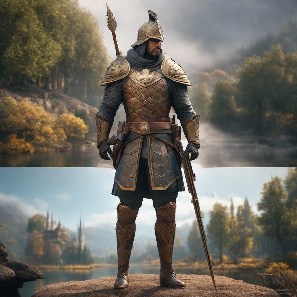  Escudo de armas hyperrealistic, full body, detailed clothing, highly detailed, cinematic lighting, stunningly beautiful, intricate, sharp focus, f/1. 8, 85mm, (centered image composition), (professionally color graded), ((bright soft diffused light)), volumetric fog, trending on instagram, trending on tumblr, HDR 4K, 8K