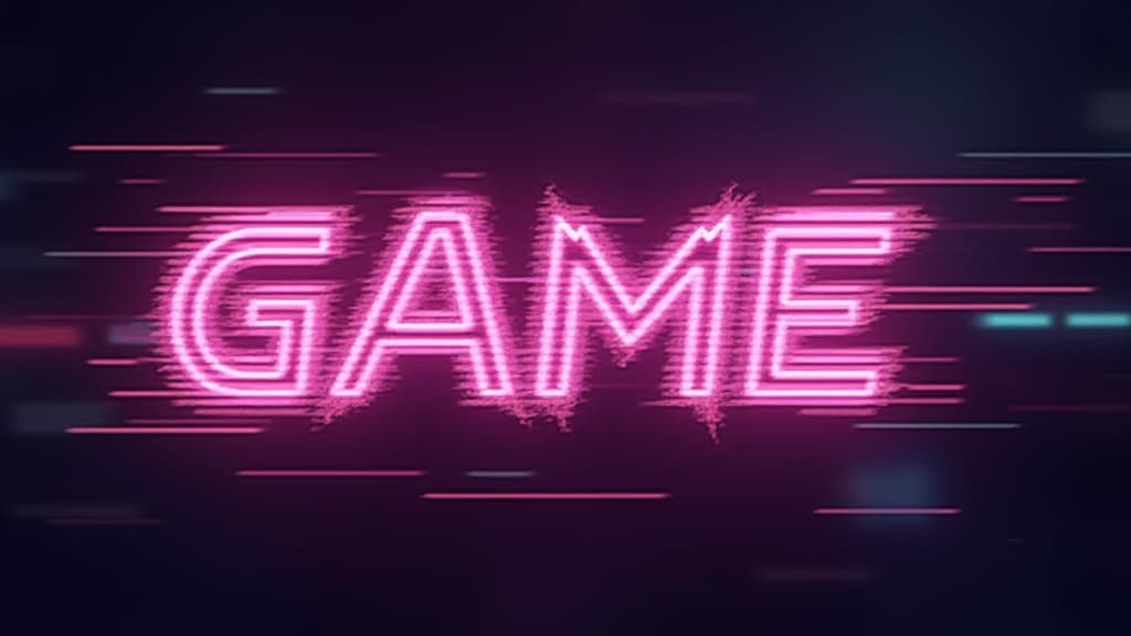  good quality, high quality, abstract neon 'game over' inscription with glitch and blur effects