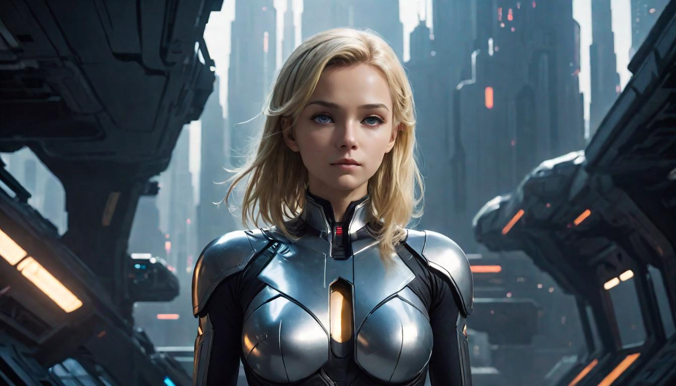  1girl, large busted attractive blonde arian female humanoid, solitary meditation, serene natural setting, deep focus, high tech clothing clad in sleek, futuristic costume with metallic accents and form fitting designs, marvel superhero comics style, unreal engine rendering