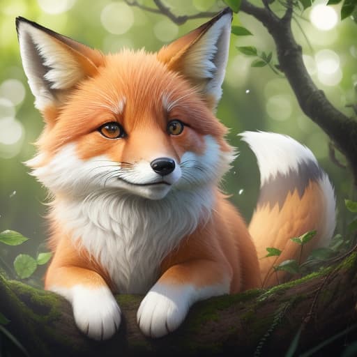  a very cute and adorable fox in the jungle #3d #Realistic #enjoying #looking #curious #highly detailed , hyperrealistic, high quality, highly detailed, perfect lighting, intricate, sharp focus, f/1. 8, 85mm, (centered image composition), (professionally color graded), ((bright soft diffused light)), trending on instagram, HDR 4K, 8K