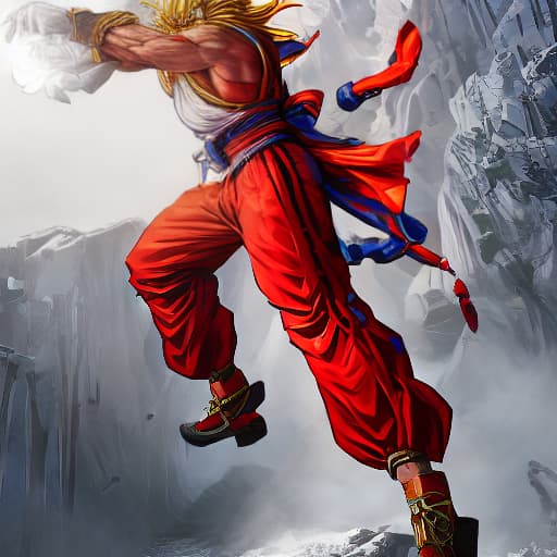  goku hyperrealistic, full body, detailed clothing, highly detailed, cinematic lighting, stunningly beautiful, intricate, sharp focus, f/1. 8, 85mm, (centered image composition), (professionally color graded), ((bright soft diffused light)), volumetric fog, trending on instagram, trending on tumblr, HDR 4K, 8K