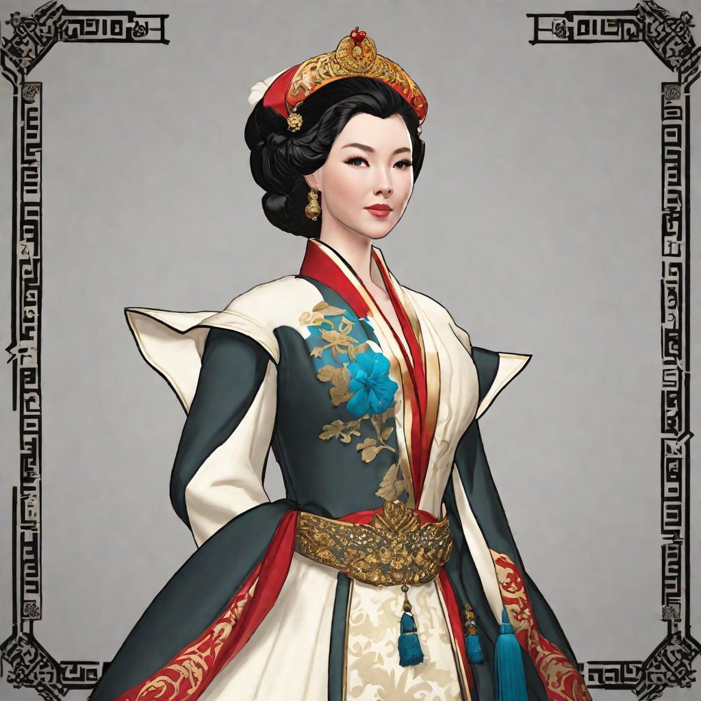  masterpiece, best quality,The imperial concubine's imperial dress leaked out of her chest