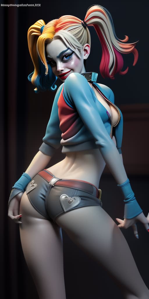  Harley Quinn-takes off his pants, no panties, back