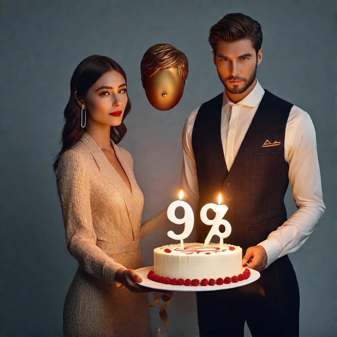  A girl and a boy, both holding a cake with a wax candle in the shape of the number 9 on top. --stylize 750 --v 5.0 hyperrealistic, full body, detailed clothing, highly detailed, cinematic lighting, stunningly beautiful, intricate, sharp focus, f/1. 8, 85mm, (centered image composition), (professionally color graded), ((bright soft diffused light)), volumetric fog, trending on instagram, trending on tumblr, HDR 4K, 8K