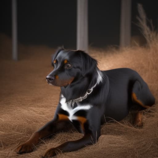  Coloring page of a dog on a farm hyperrealistic, full body, detailed clothing, highly detailed, cinematic lighting, stunningly beautiful, intricate, sharp focus, f/1. 8, 85mm, (centered image composition), (professionally color graded), ((bright soft diffused light)), volumetric fog, trending on instagram, trending on tumblr, HDR 4K, 8K