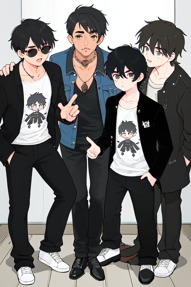  Cool boys, black hair, 💩, 💩,