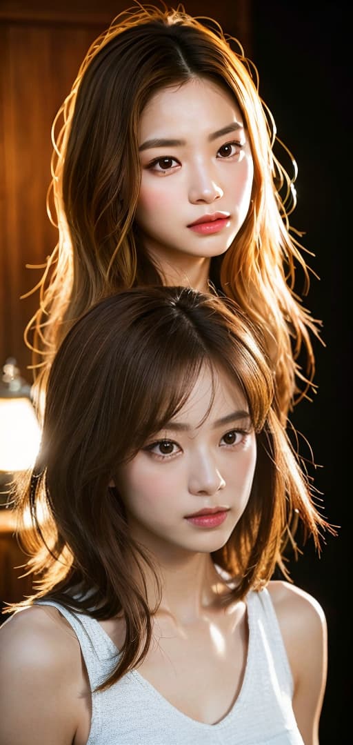  Best quality, masterpiece, ultra high res, (photorealistic:1.4), raw photo, (detail face:1.3), (realistic skin), deep shadow, dramatic lighting, stylish, kpop idol, Twice, Tzuyu, blonde hair, tall, small face, cat-like face, cat eyes, forehead exposure, long hair, deep shadow, dramatic lighting, portrait, portrait size, unedited, symmetrical balance