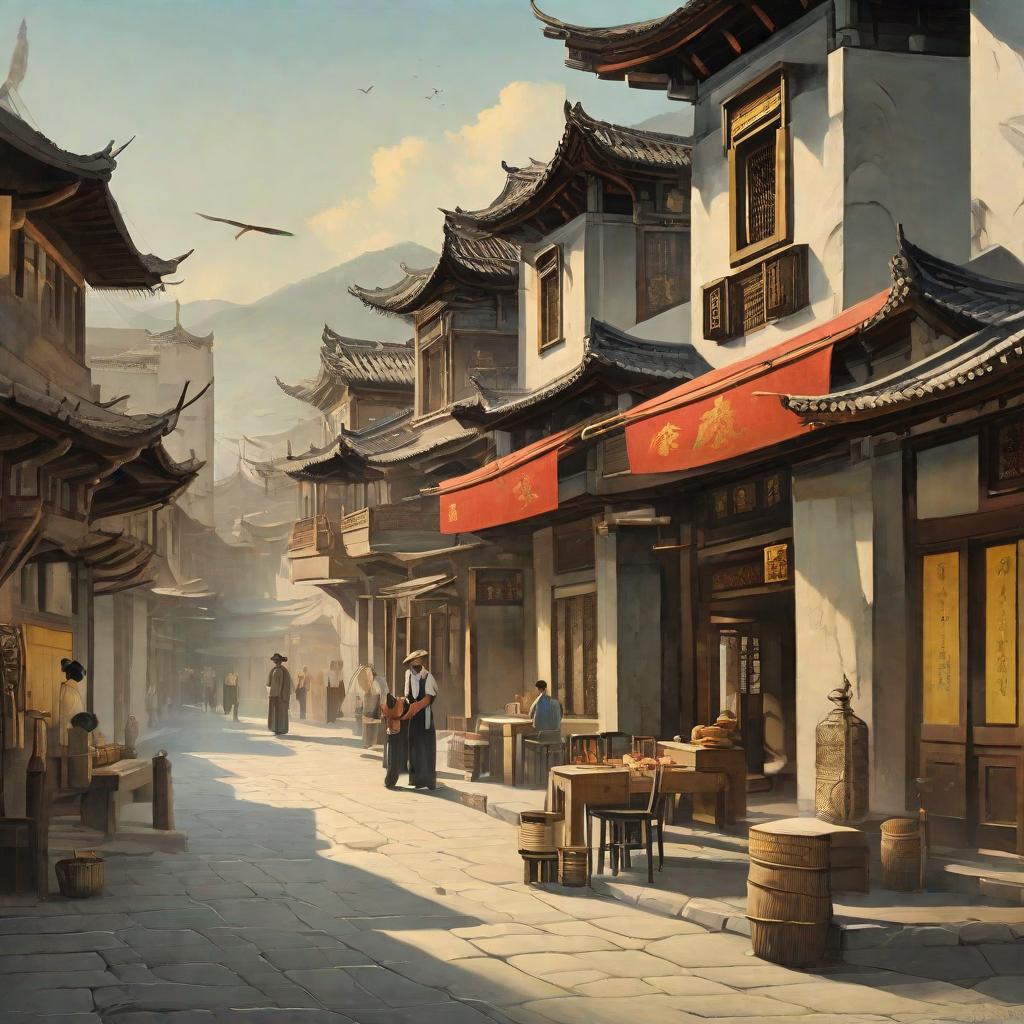  masterpiece, best quality, afternoon, Dali ancient city style commercial street