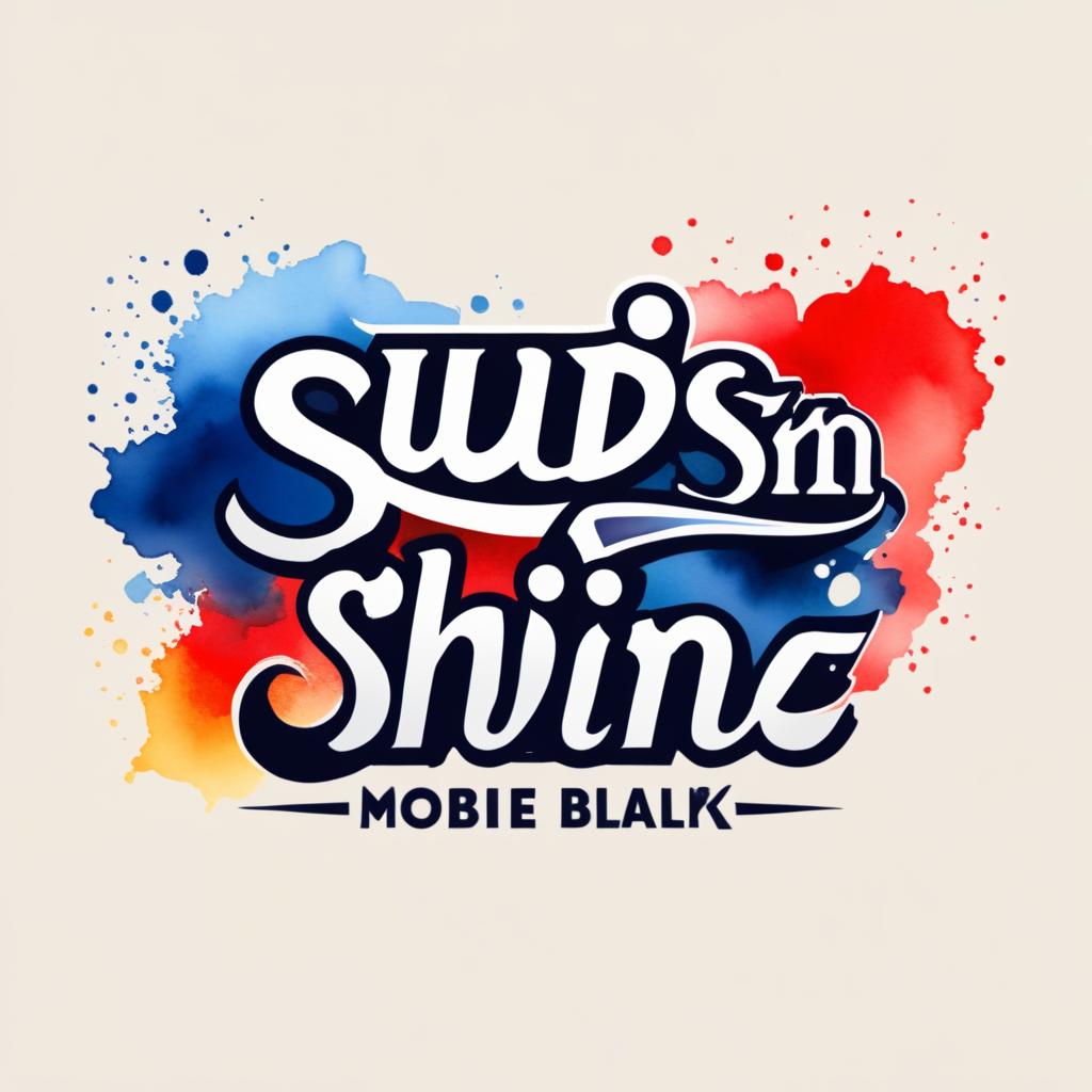  Logo, (watercolor style), Create a logo for “Suds N’ Shine” Valencia Mobile Detailing. Include American flag and colors should be Red Blue and Black.