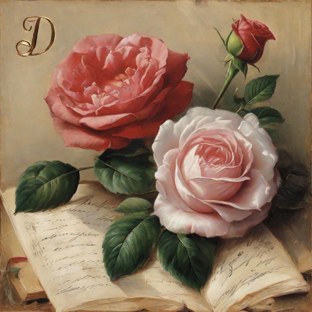  masterpiece, best quality, The letters JD with a rose