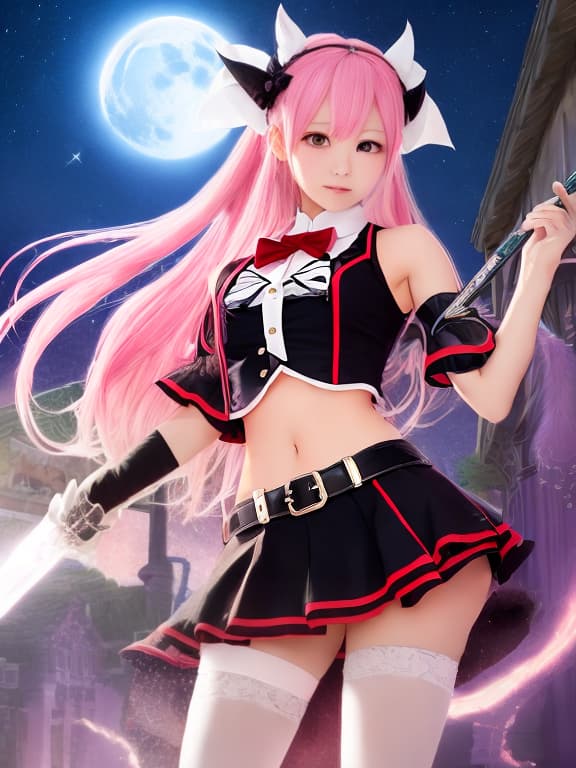  junior high school girl magical girl moonlit night demon slaying female uniform