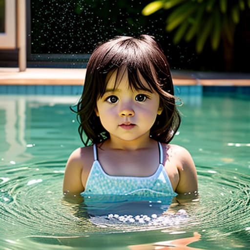  Baby girl in water