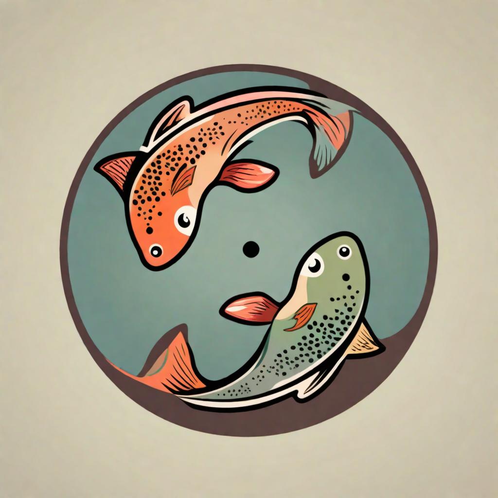  Yin and Yang symbol with trout, symmetric, earthy colors app icon