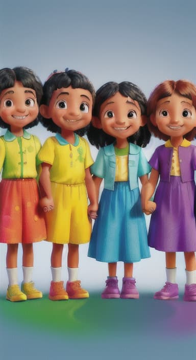  {A bright and colorful book cover with a group of happy children holding hands in a circle., Children of various ethnicities. They are smiling and wearing colorful clothing.