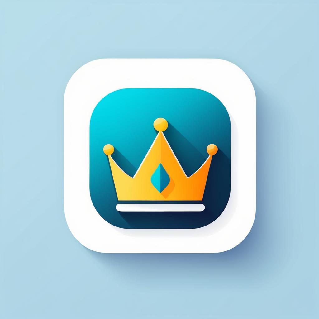  Logo, rounded edges square mobile app logo design, flat vector, minimalistic, icon of a crown