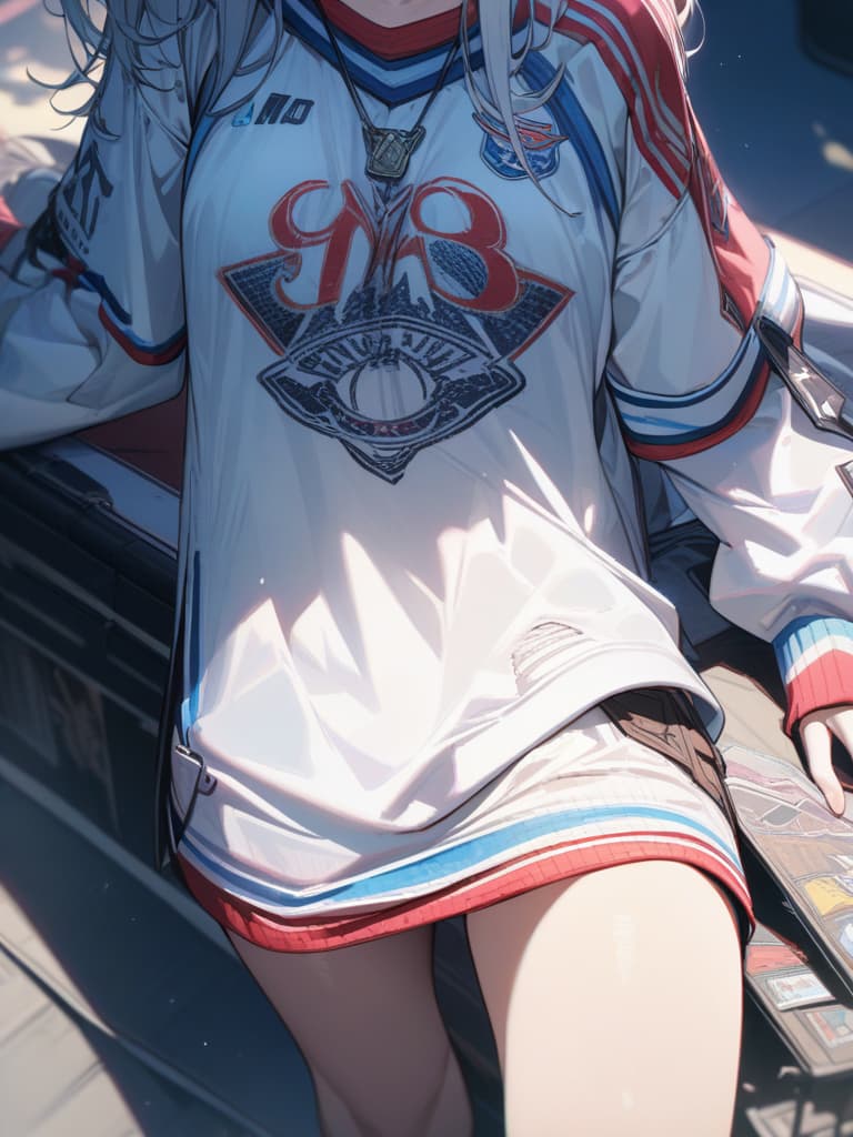  Cute, white hair, subculture, jersey, moe sleeve, piece, masterpiece, best quality,8k,ultra detailed,high resolution,an extremely delicate and beautiful,hyper detail