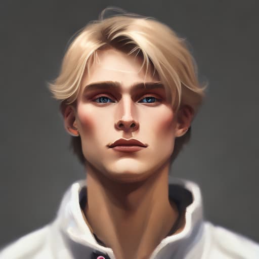 portrait+ style Russian homosexual queer supermodel blonde hunk dude face