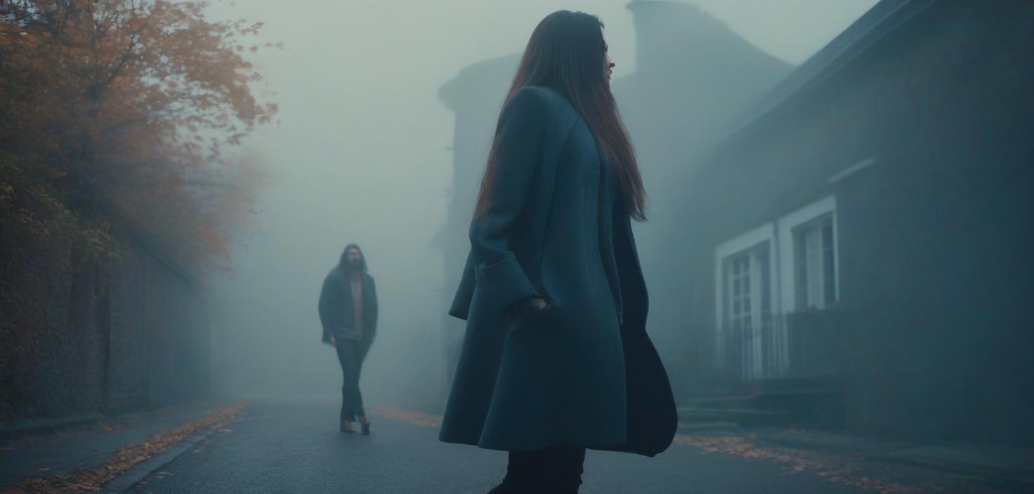  A long haired girl and a man are talking. hyperrealistic, full body, detailed clothing, highly detailed, cinematic lighting, stunningly beautiful, intricate, sharp focus, f/1. 8, 85mm, (centered image composition), (professionally color graded), ((bright soft diffused light)), volumetric fog, trending on instagram, trending on tumblr, HDR 4K, 8K