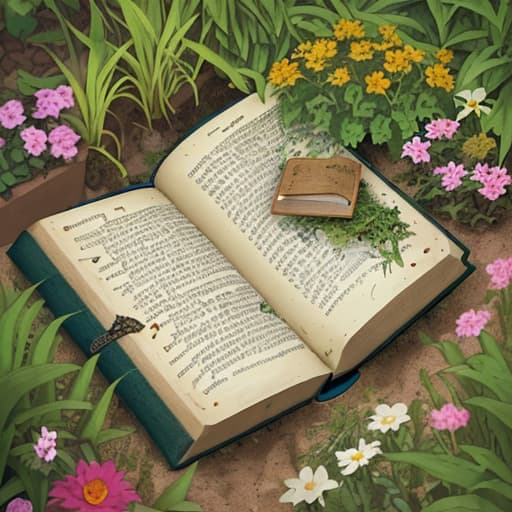  a Bible with Garden coming out of it's pages