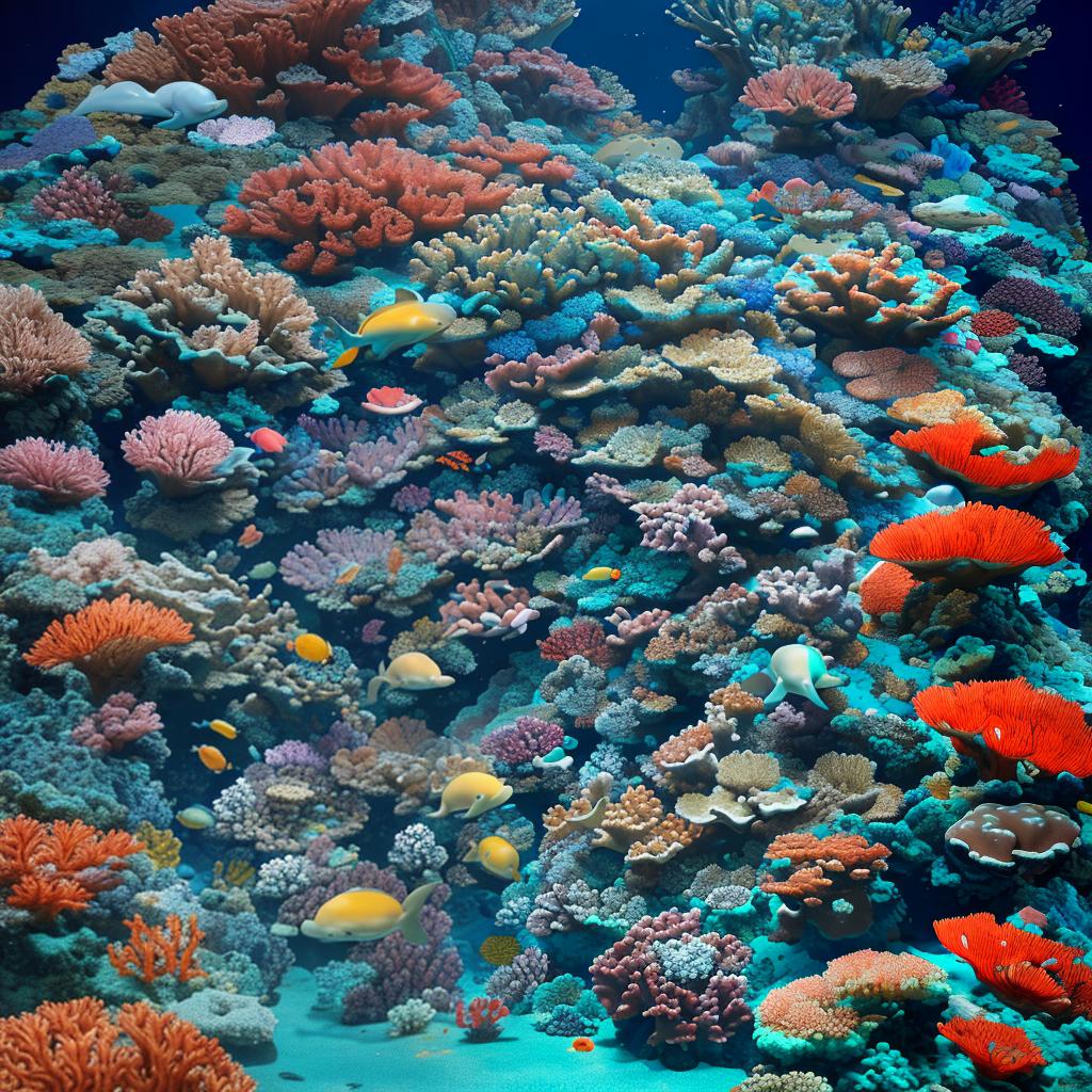  masterpiece, best quality, Most Beautiful in deep sea teeming with vibrant corals, diverse marine life, and enchanting underwater landscapes, full of corals, acrophore, small fishes, anemones, dolphin, various algaes, caves, colorful,all captured in stunning 8k resolution with intricate details.