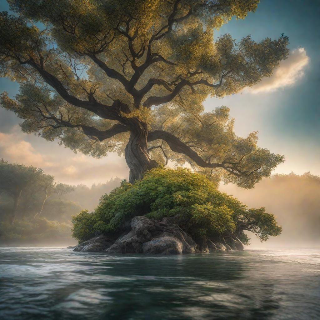  Árbol agua hyperrealistic, full body, detailed clothing, highly detailed, cinematic lighting, stunningly beautiful, intricate, sharp focus, f/1. 8, 85mm, (centered image composition), (professionally color graded), ((bright soft diffused light)), volumetric fog, trending on instagram, trending on tumblr, HDR 4K, 8K