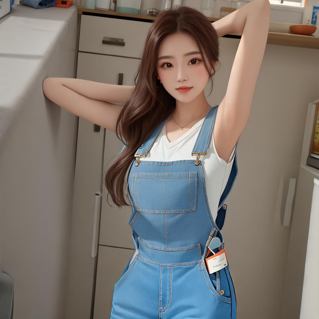  masterpiece, best quality, a beautiful female doctor, in overalls, upper body