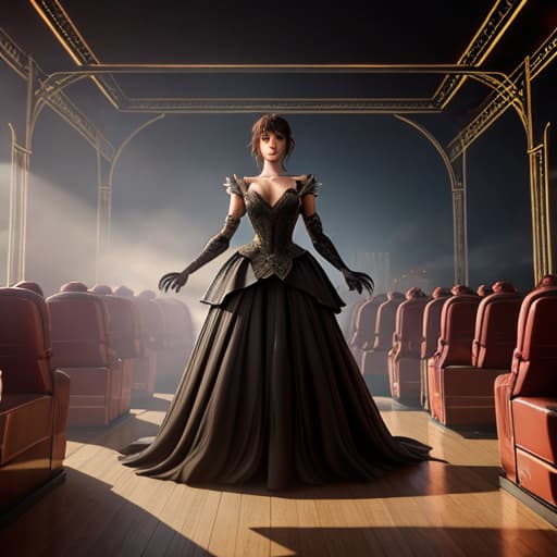  very big crowde cheering in theater anime hyperrealistic, full body, detailed clothing, highly detailed, cinematic lighting, stunningly beautiful, intricate, sharp focus, f/1. 8, 85mm, (centered image composition), (professionally color graded), ((bright soft diffused light)), volumetric fog, trending on instagram, trending on tumblr, HDR 4K, 8K