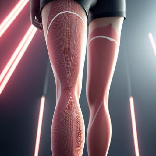  image where a woman has pain in sore legs due to venous microcirculation hyperrealistic, full body, detailed clothing, highly detailed, cinematic lighting, stunningly beautiful, intricate, sharp focus, f/1. 8, 85mm, (centered image composition), (professionally color graded), ((bright soft diffused light)), volumetric fog, trending on instagram, trending on tumblr, HDR 4K, 8K