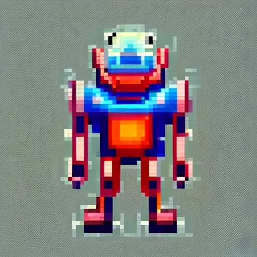  Pixel art robot humanoid full body image