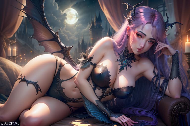  ((best quality)), ((masterpiece)), (detailed), alluring succubus, ethereal beauty, perched on a cloud, (fantasy illustration:1.3), enchanting gaze, captivating pose, delicate wings, otherworldly charm, mystical sky, (Luis Royo:1.2), (Yoshitaka Amano:1.1), moonlit night, soft colors, (detailed cloudscape:1.3), (high resolution:1.2) hyperrealistic, full body, detailed clothing, highly detailed, cinematic lighting, stunningly beautiful, intricate, sharp focus, f/1. 8, 85mm, (centered image composition), (professionally color graded), ((bright soft diffused light)), volumetric fog, trending on instagram, trending on tumblr, HDR 4K, 8K