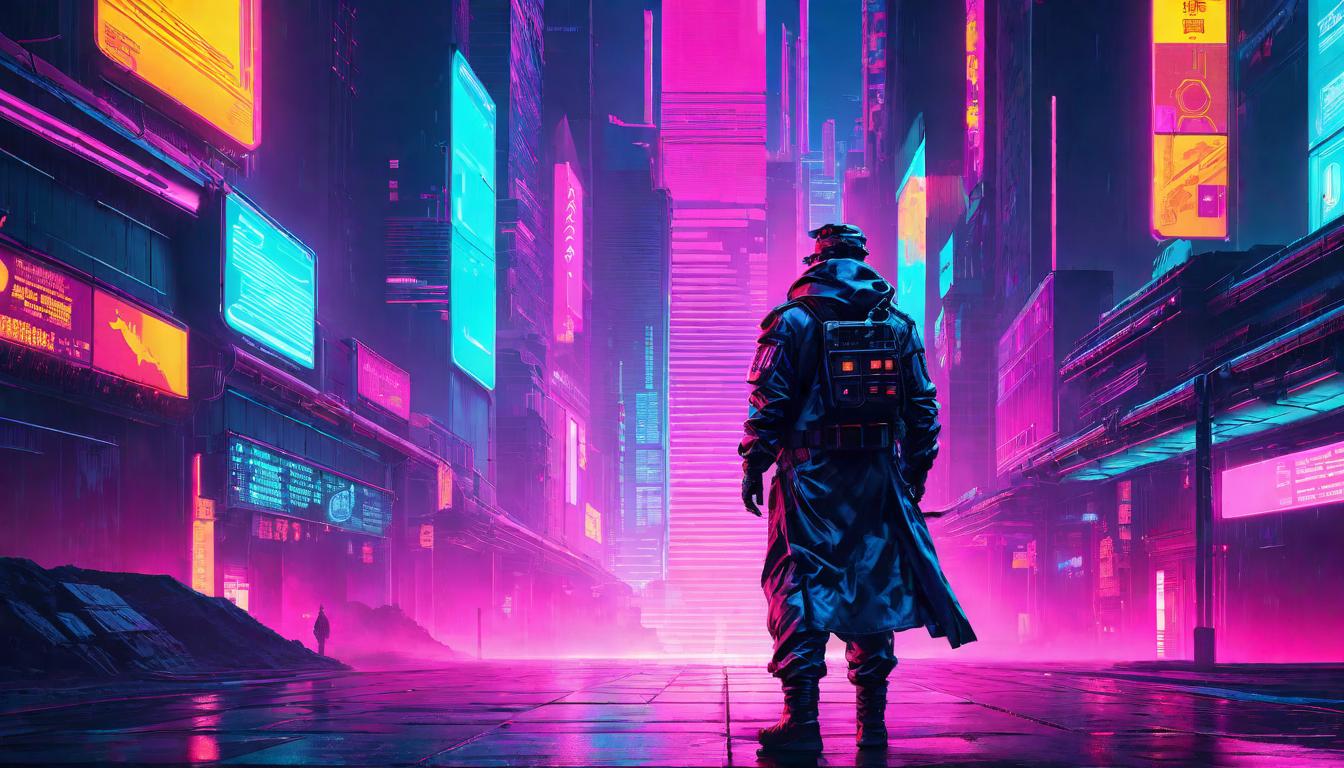  vaporwave,cyberpunk game style Solitary figure, introspective walk, glowing ember, inner guidance, authentic patheon, dystopian, futuristic, digital, vibrant, detailed, high contrast, reminiscent of cyberpunk genre video games,retro aesthetic, cyberpunk, vibrant, neon colors, vintage 80s and 90s style, highly detailed