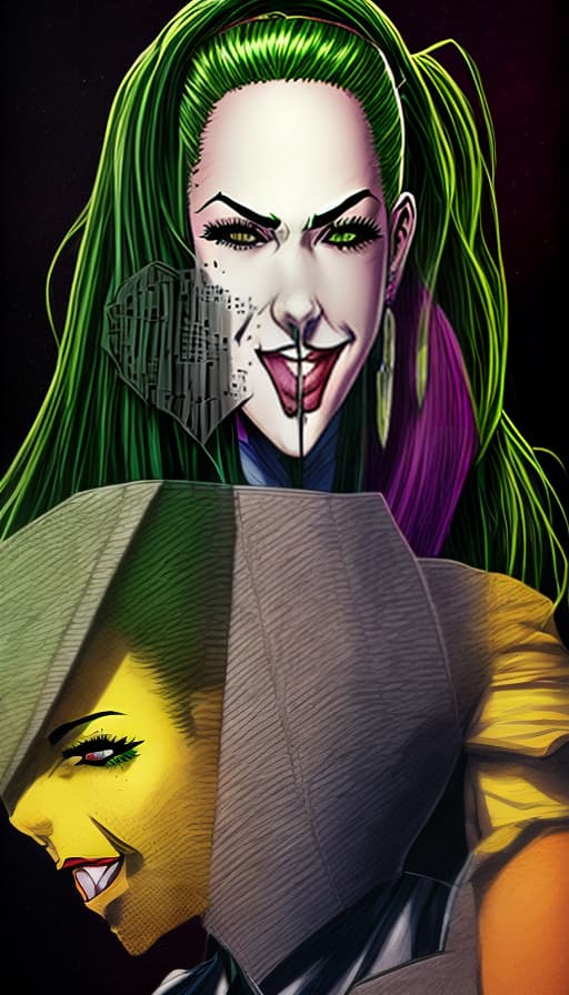 mdjrny-v4 style (Joker face), ((comics)), detailed, detailed face, detailed eyes, high quality
