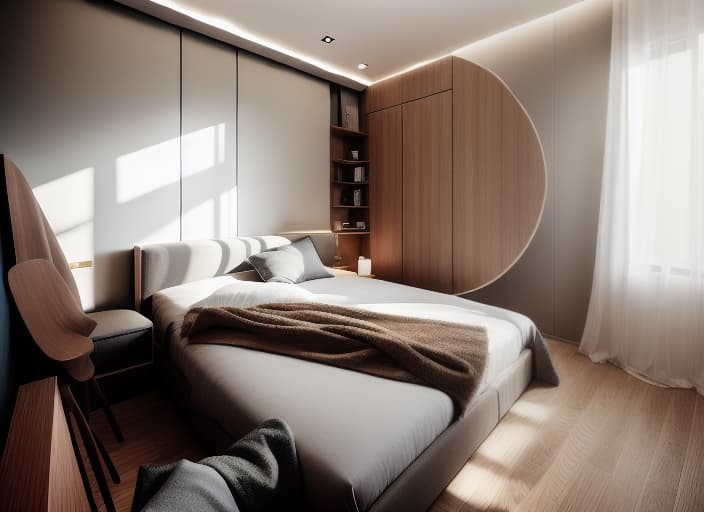  A high resolution photograph of a modern Bedroom, natural lighting, modern furniture, warm and welcoming ambiance, captured by a Canon EOS 5D Mark IV camera + Canon EF 16 35 mm f/2.8L II USM lens,