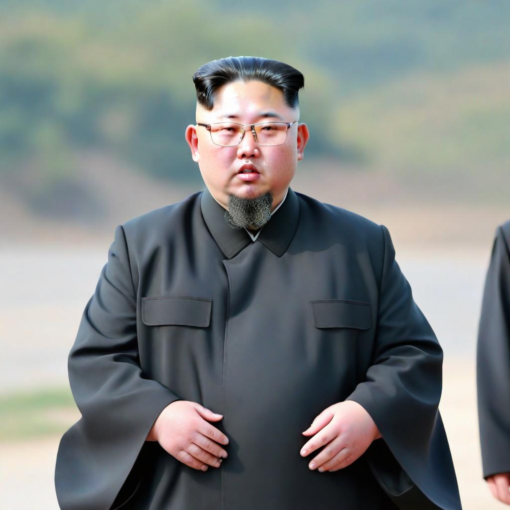  kim Jong un in Orthodox Priest cassocks and a full beard