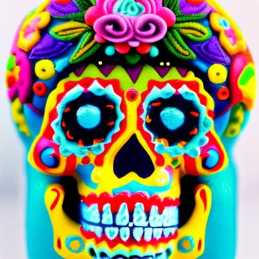 wa-vy style Bright and colorful sugar skull with a lot of details