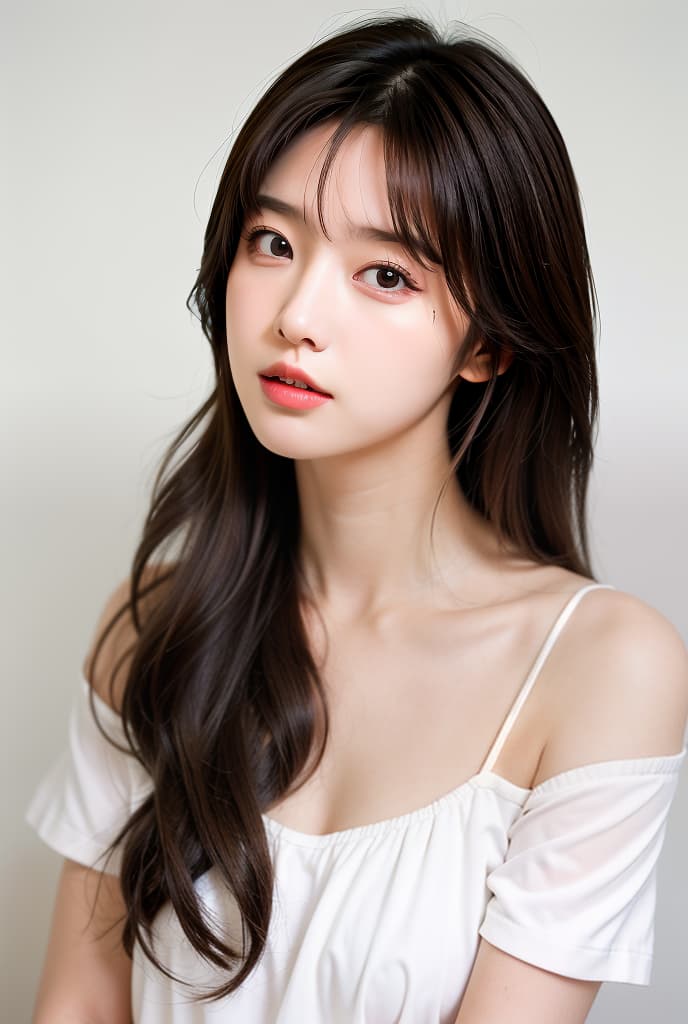  Masterpiece, best quality, super detailed, 1 , solo, long hair, brown hair, bangs, brown eyes, big s, age, , shoulders, , s, lips, realistic, lactating korean Show, , ADVERTISING PHOTO,high quality, good proportion, masterpiece , The image is captured with an 8k camera and edited using the latest digital tools to produce a flawless final result.