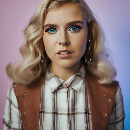 portrait+ style british queer youtuber blonde female face