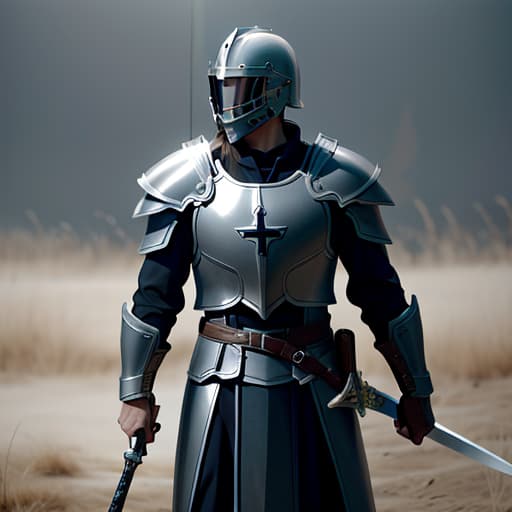  A Christian paladin who wears a roster helmet, the full armor of God, holding a Bible in one hand ,and mighty sword , the sword of Justice, , hyperrealistic, high quality, highly detailed, cinematic lighting, intricate, sharp focus, f/1. 8, 85mm, (centered image composition), (professionally color graded), ((bright soft diffused light)), volumetric fog, trending on instagram, HDR 4K, 8K