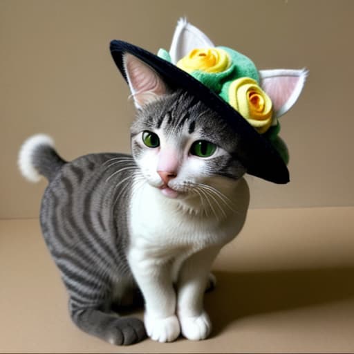  A cat with flower hat