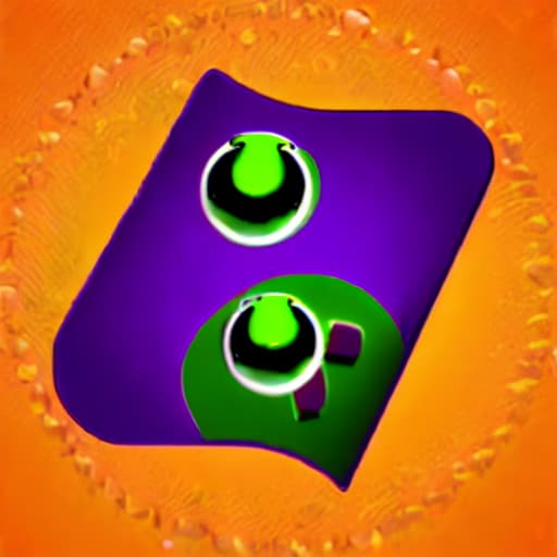  cartoon purple rat and green toad logo on orange background