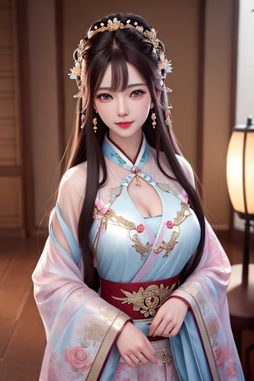  best quality, masterpiece, highres, 1girl,blush,(seductive smile:0.8),star shaped pupils,china hanfu,hair ornament,necklace, jewelry,Beautiful face,upon body, tyndall effect,photorealistic, dark studio, rim lighting, two tone lighting,(high detailed skin:1.2), 8k uhd, dslr, soft lighting, high quality, volumetric lighting, candid, Photograph, high resolution, 4k, 8k, Bokeh hyperrealistic, full body, detailed clothing, highly detailed, cinematic lighting, stunningly beautiful, intricate, sharp focus, f/1. 8, 85mm, (centered image composition), (professionally color graded), ((bright soft diffused light)), volumetric fog, trending on instagram, trending on tumblr, HDR 4K, 8K